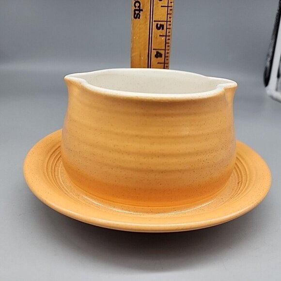 Franciscan USA Orange SIERRA SAND Gravy Boat w/ Attached Underplate - Picture 3 of 4